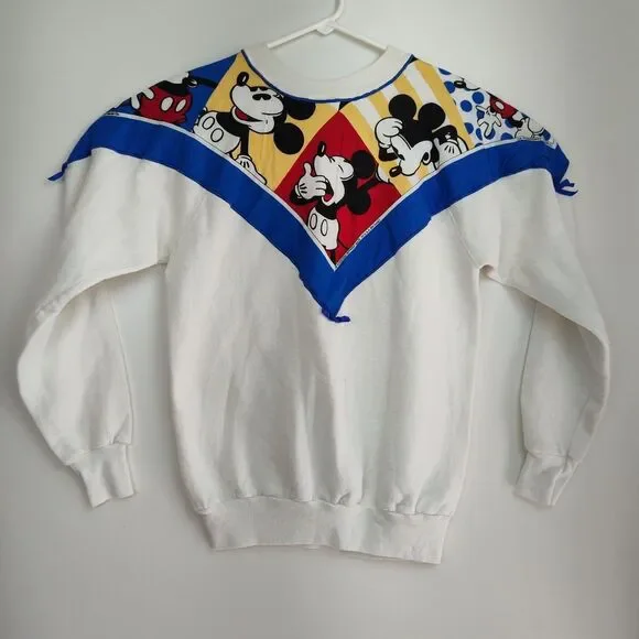 VTG Pannill Disney Mickey Mouse Pullover Sweatshirt Women XL White Graphic Print - Picture 2 of 8